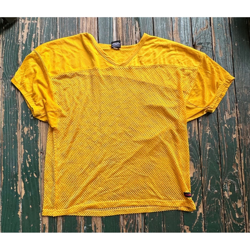 Riddell Yellow Mesh Football Practice Jersey Adult XL PJME V-Neck Training Top